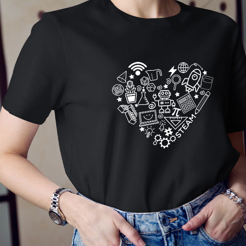 Stem Heart Shape Teacher T-Shirt