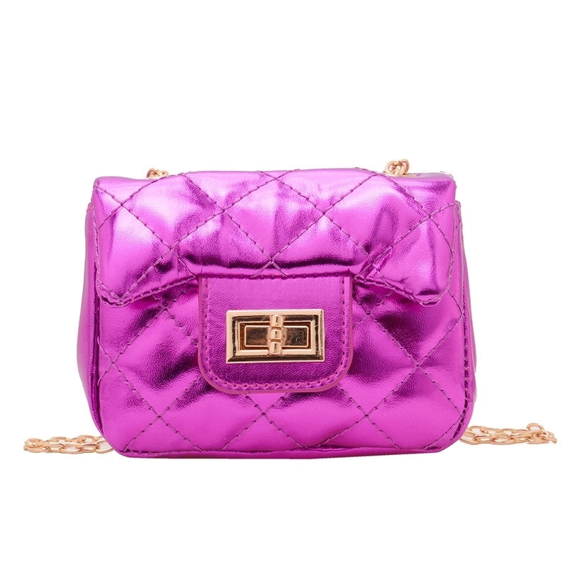 Women's Small Pu Leather Solid Color Lingge Streetwear Square Lock Clasp Shoulder Bag Crossbody Bag