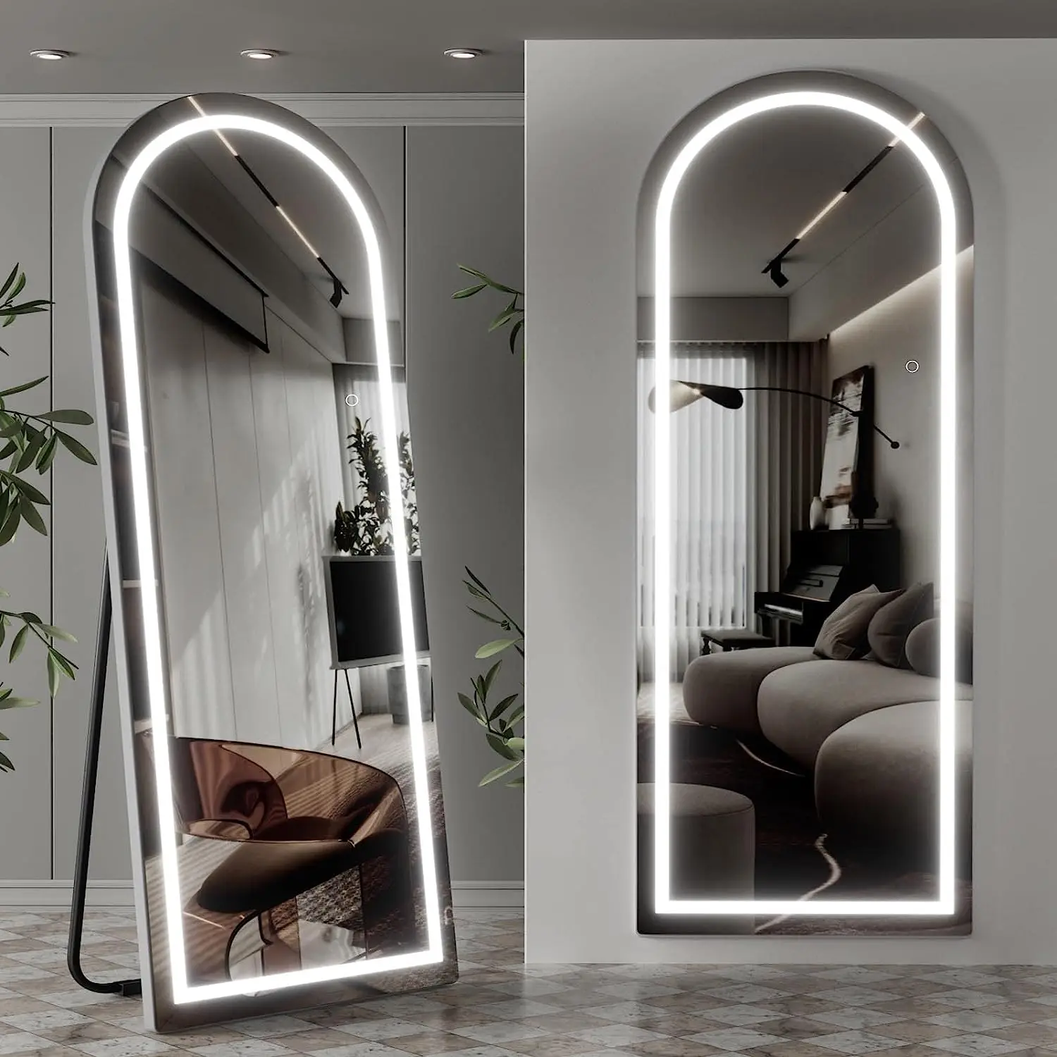 Modern Design Luxury Home Decor Large Full-Length Wall Mounted Mirror with Metal Frame Big Arch Standing Floor Miroir Spiegel