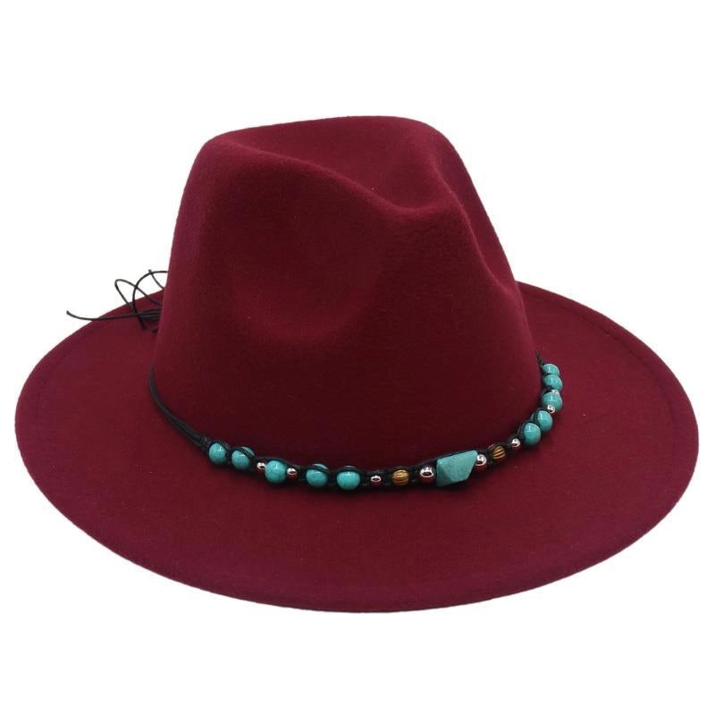 Western Cowboy Hat Big Brim Mountaineering Hat Spring And Summer New Emerald Felt Hat Ethnic Tibetan Hat
