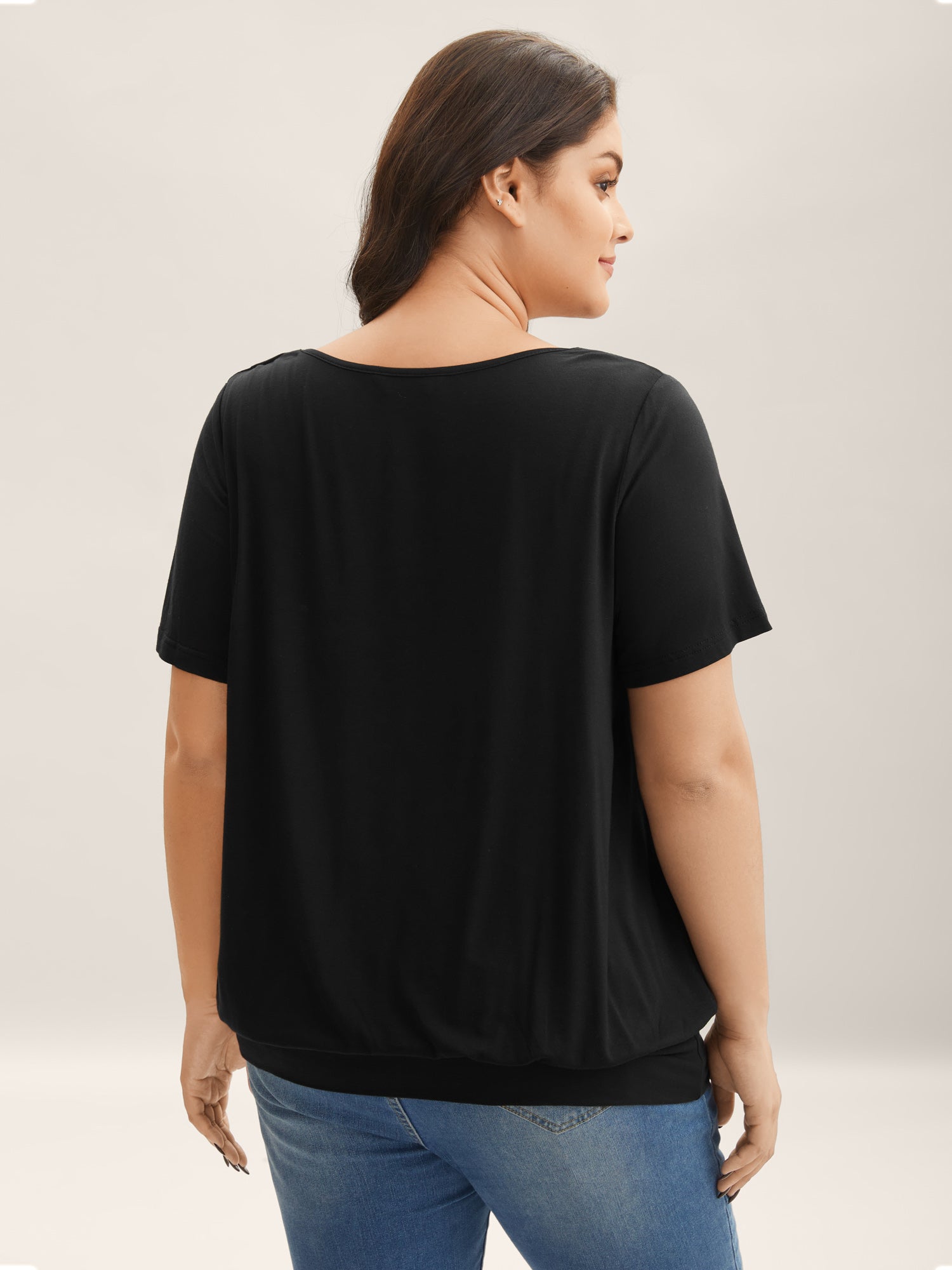 Cowl Neck Relaxed Plain Knit Top
