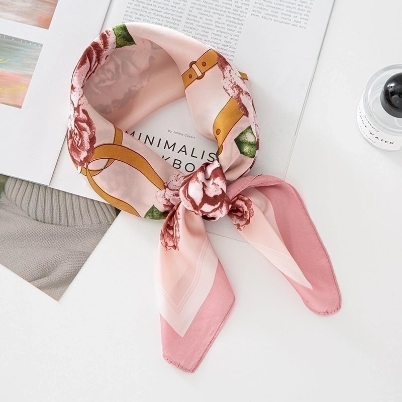 Women's Pastoral Letter Rose Satin Printing And Dyeing Dyeing Flowers Bandanas