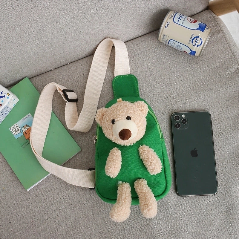 Kid's Small Canvas Animal Cute Zipper Crossbody Bag