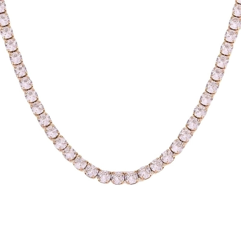 Titanium Steel 18K Gold Plated Elegant Glam Geometric Zircon Necklace