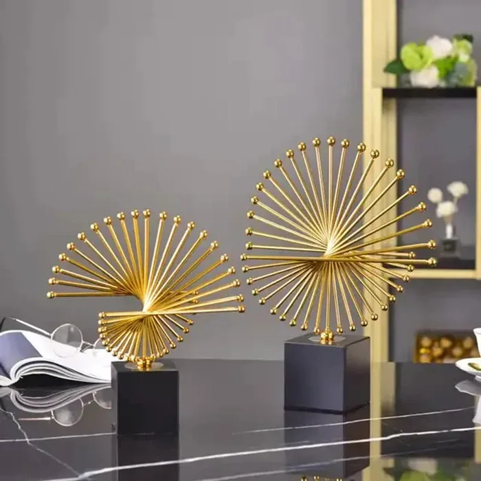 Metal Abstract Design Table Decor Gold Color For Home Decorative Office New Look Design