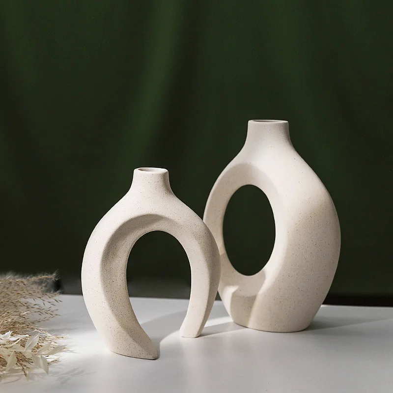 Hot selling natural dry flower vase Nordic minimalist modern home decoration bouquet unglazed pottery vase set
