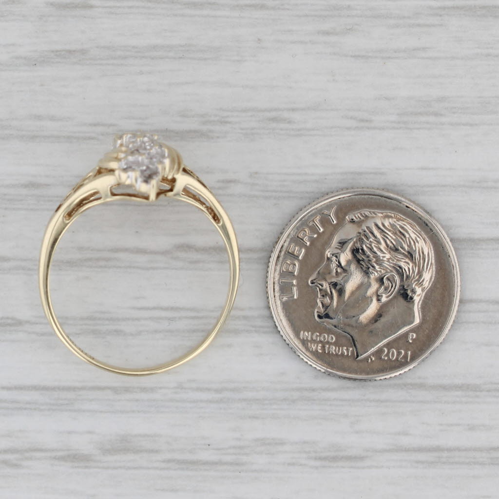 Diamond Clusters Bypass Ring 10k Yellow Gold Size 6.5