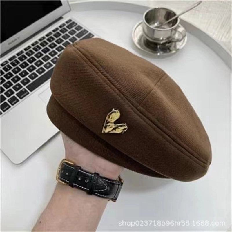 Love Beret Love 2025 Women Autumn And Winter New Woolen Hat Big Head Circumference Face Small
