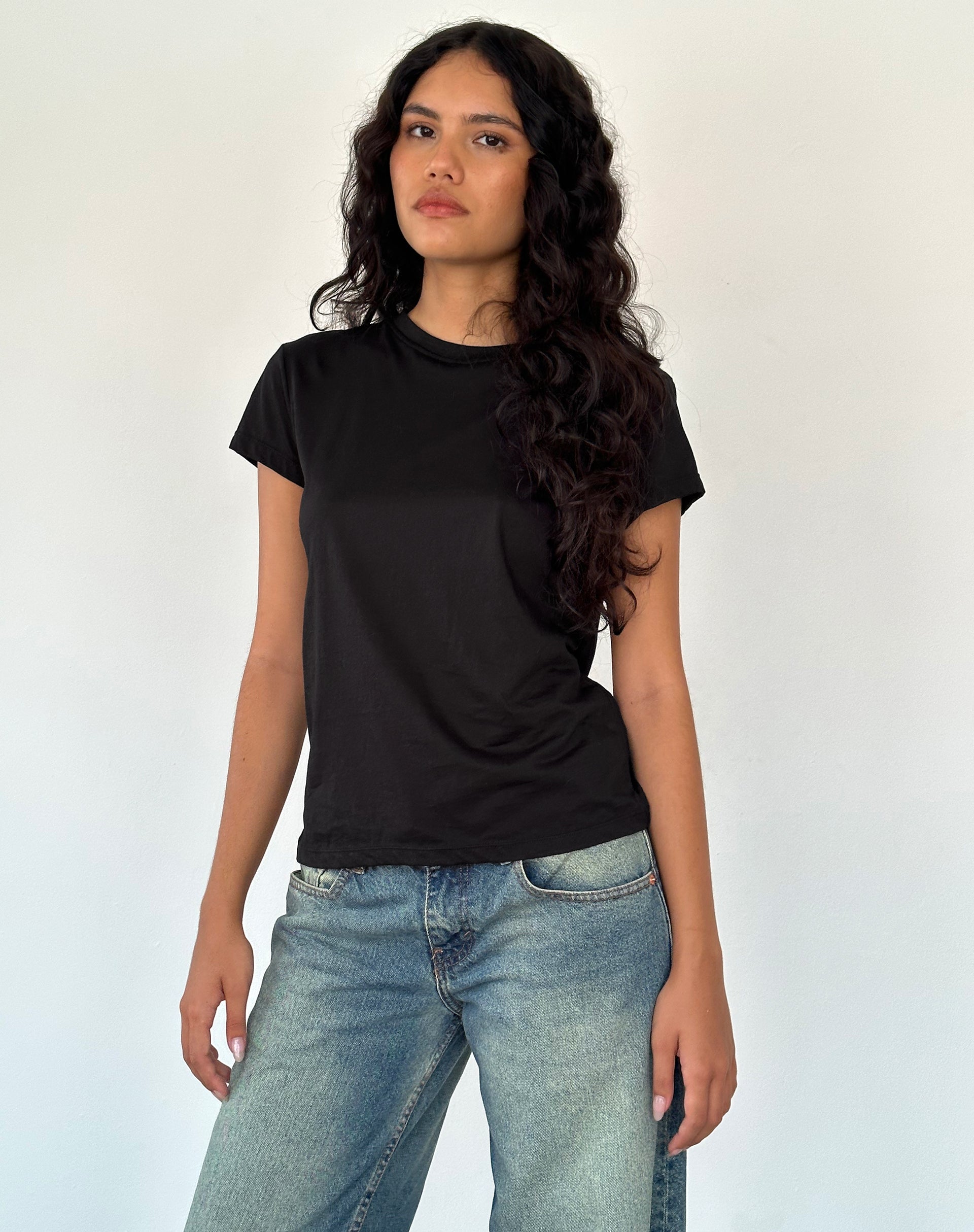 Clio Baggy Tee in Black Tissue Jersey