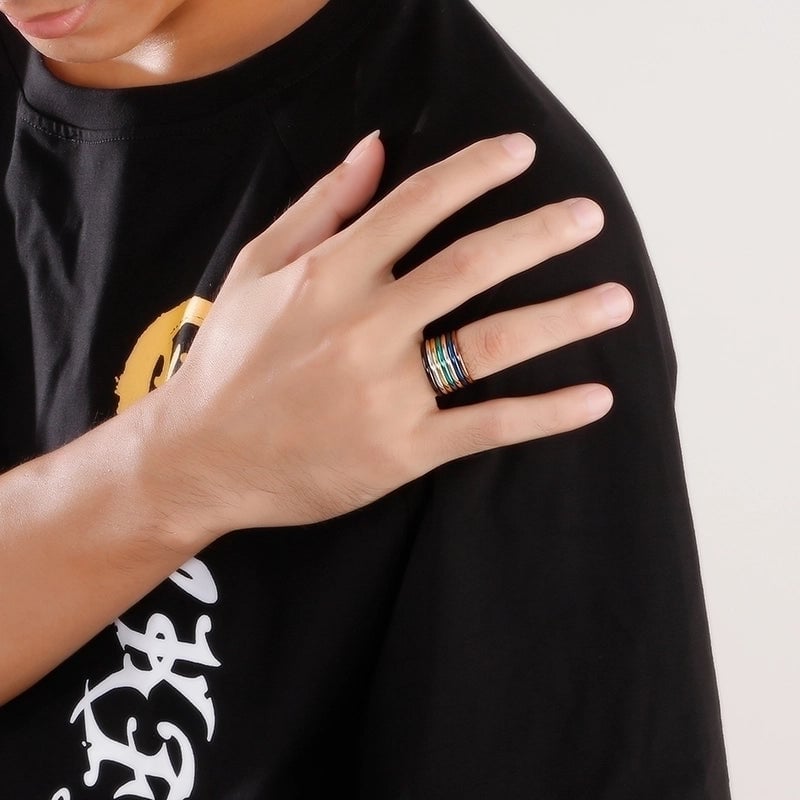 Fashion Round Titanium Steel 18K Gold Plated Polishing Stainless Steel Rings