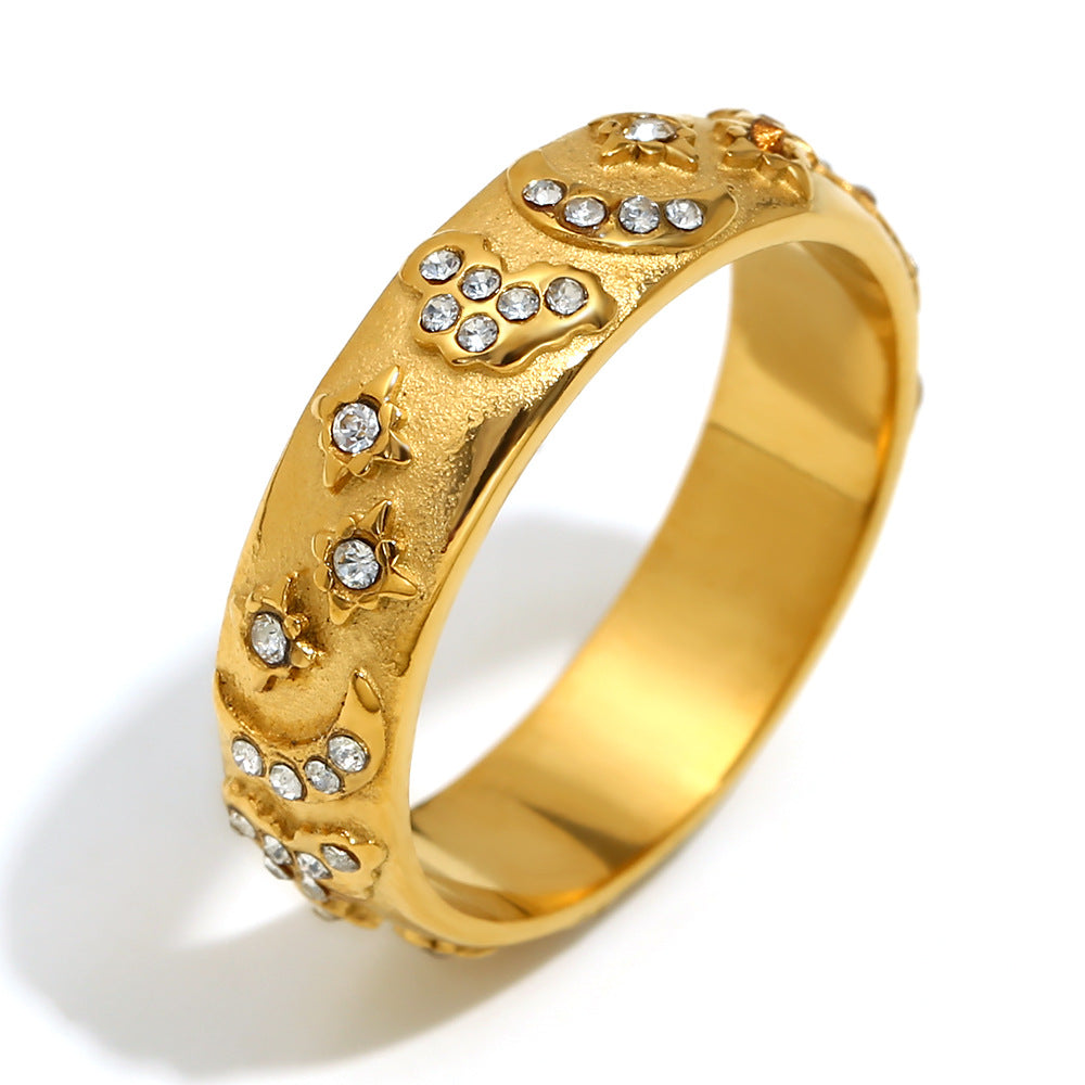 Ins Fashion Niche Advanced Versatile Ring Bracelet Stainless Steel 18K Gold Plated Tarot Earrings Female