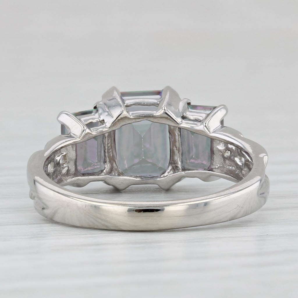 3.40ctw Purple Green Mystic Topaz 3-Stone Ring 10k White Gold Size 7