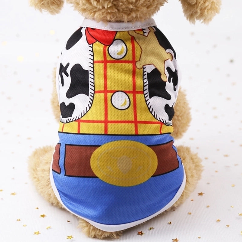 Cartoon Thin Fake Suspenders Vest Pet Dog Clothes 1 Pieces