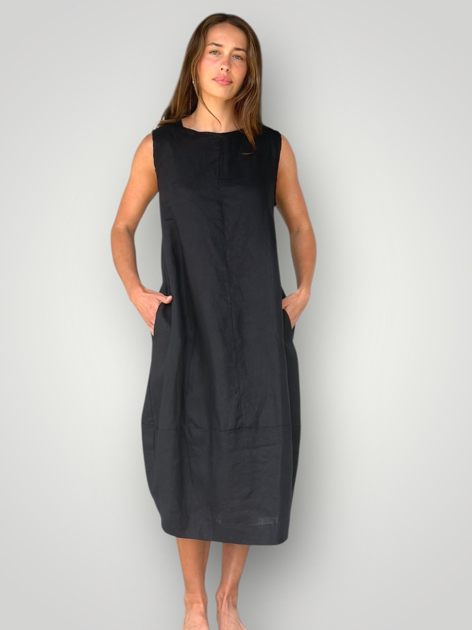 adele dress - black linen