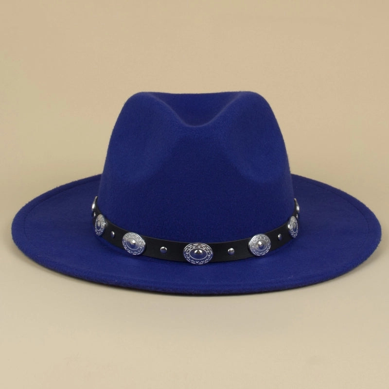 Silver Buckle Jazz Hat Punk Western Cowboy Hat Star Pattern Hat Five-pointed Star Small Hat Spot