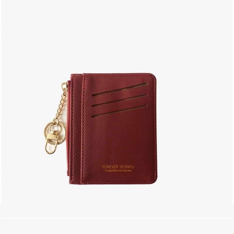 Korean Zipper Girl Coin Purse Mini Key Hook Wallet Multi-card Card Holder