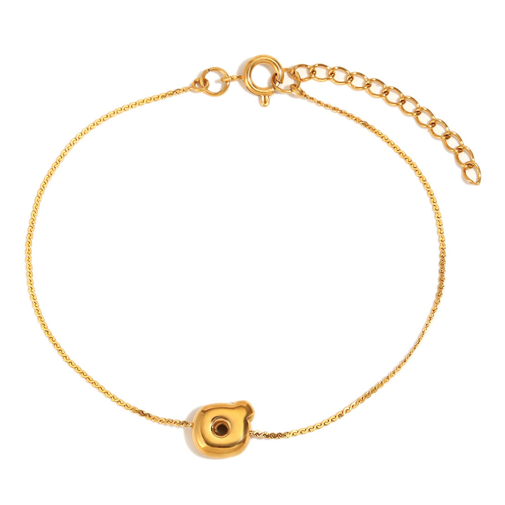 Fashionable Niche Personality Hot Style Simple Hand Jewelry Stainless Steel Plated 18K Gold Bubble Letter S Chain Bracelet