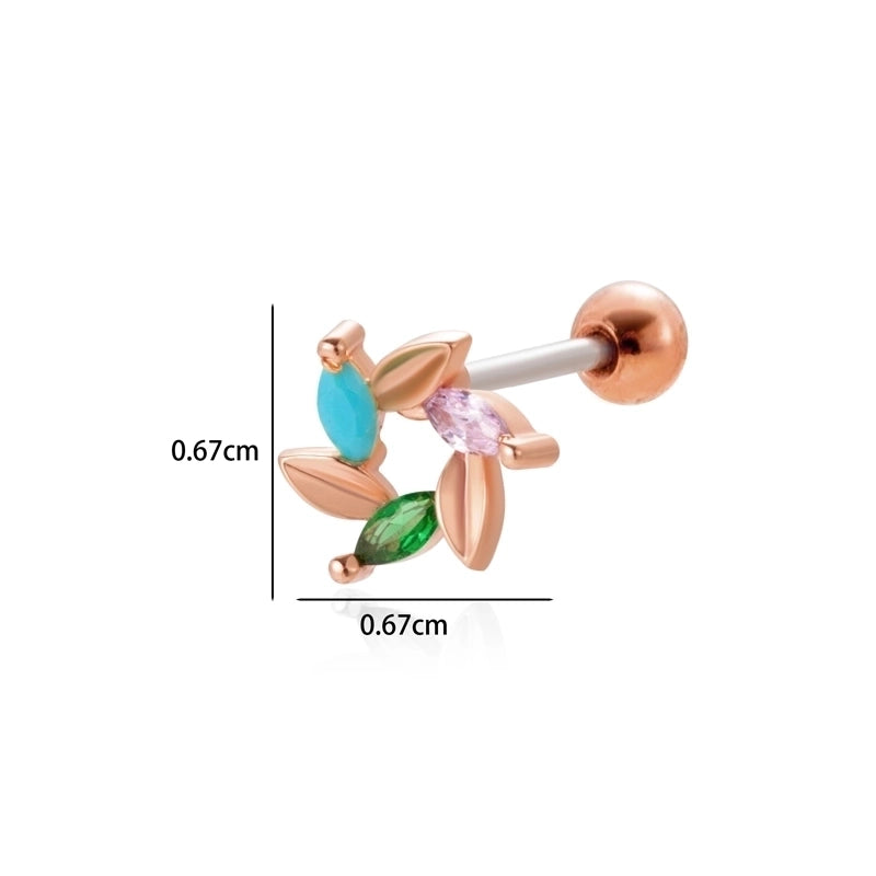 1 Piece Ear Cartilage Rings & Studs Minimalist Classic Style Heart Shape Wings Flower 316L Stainless Steel  Copper Plating Inlay Zircon