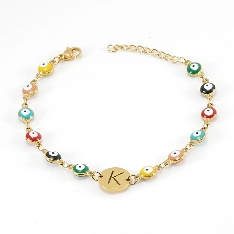 Fashion Letter Eye 304 Stainless Steel 18K Gold Plated Stainless Steel Bracelets In Bulk