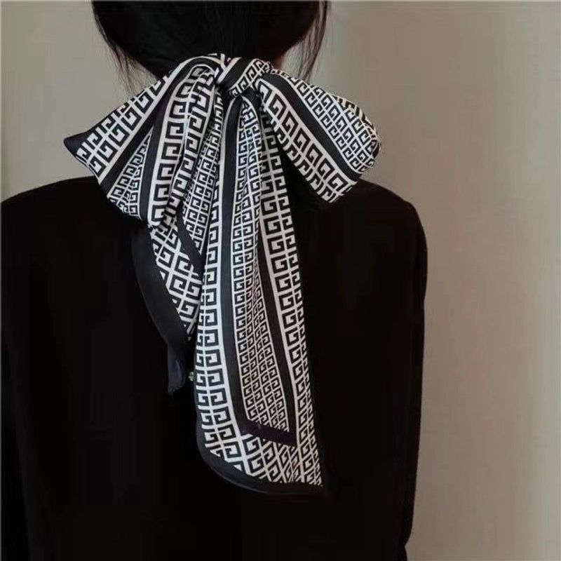 Women's Minimalist Color Block Polyester Printing Silk Scarf