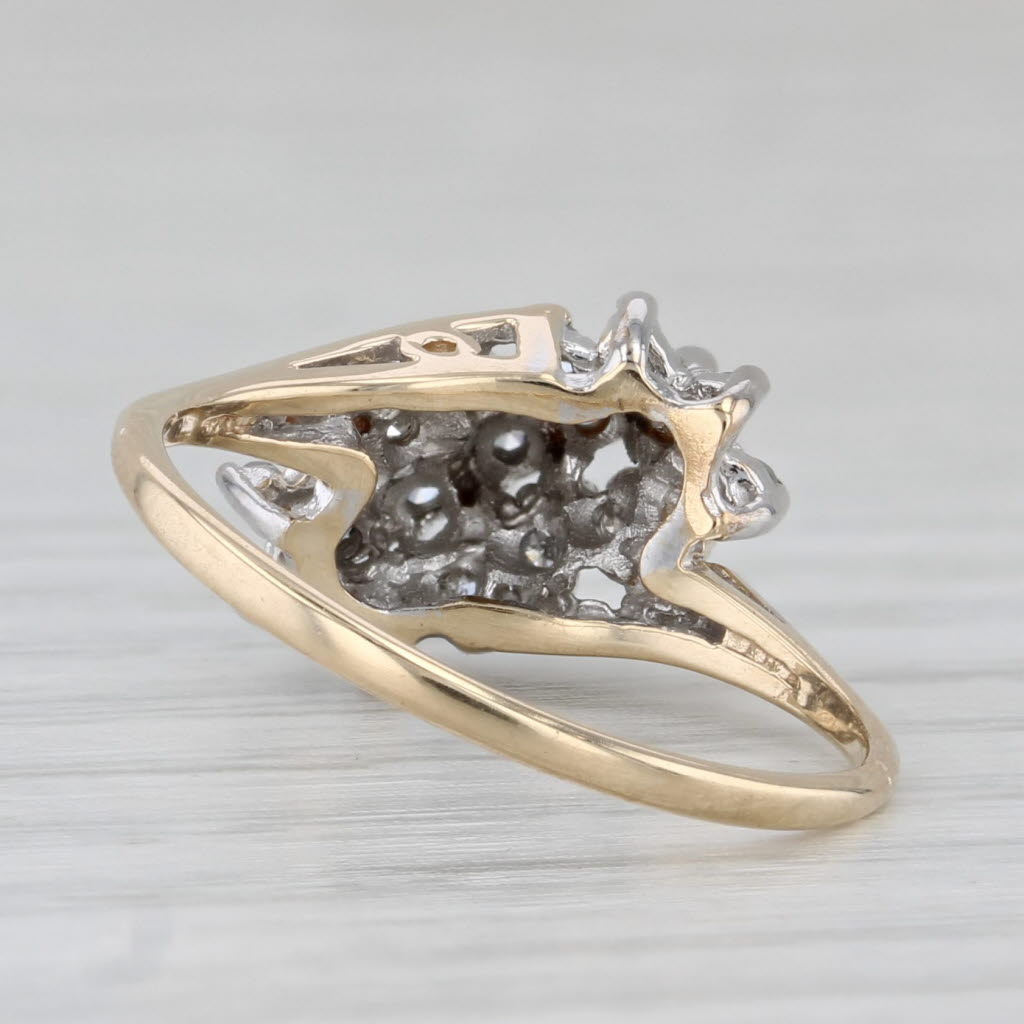 0.12ctw Diamond Cluster Bypass Ring 10k Yellow Gold Size 6