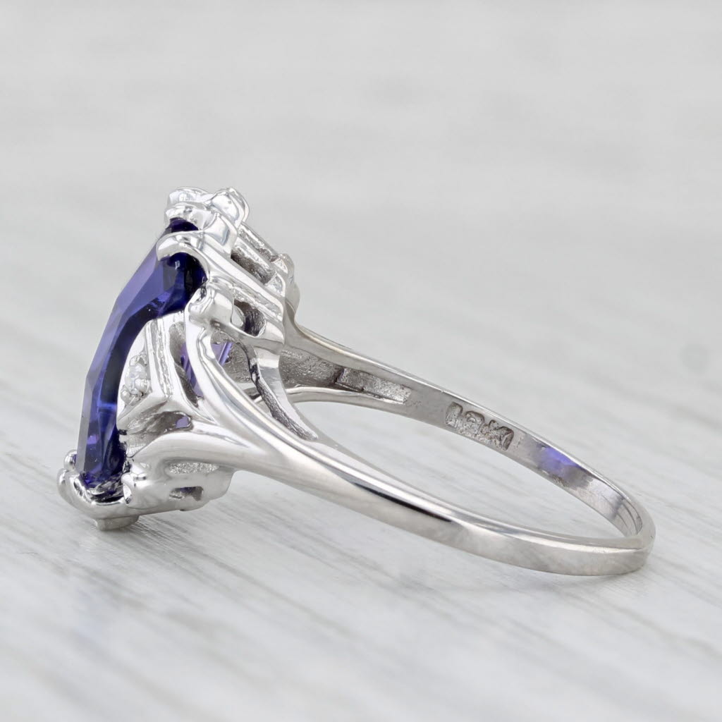 Lab Created Purple Blue Sapphire Diamond Ring 10k White Gold Size 6