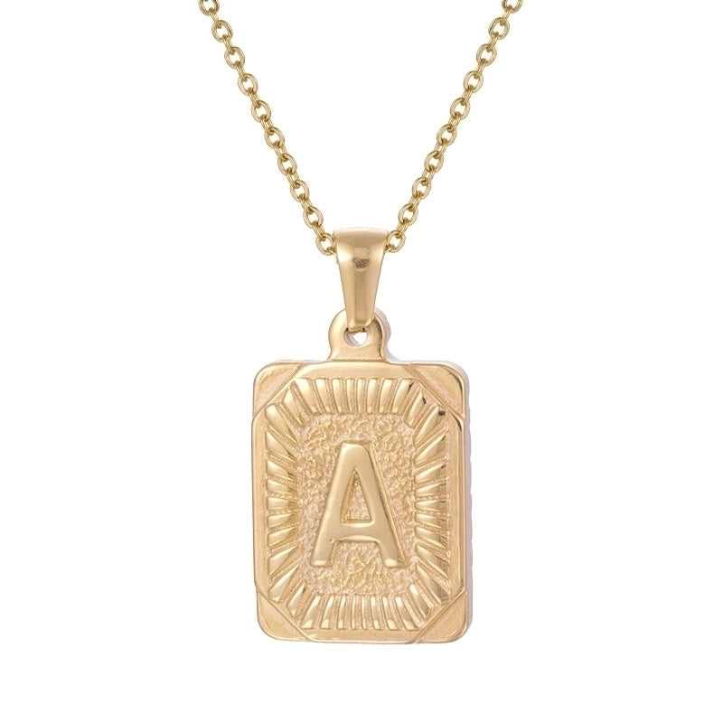 Retro Letter Square Stripe Stainless Steel Plating Necklace 1 Piece