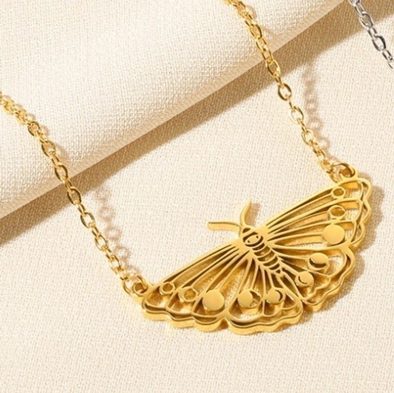 Minimalist Devil's Eye Heart Shape Butterfly Stainless Steel Plating Hollow Out Pendant Necklace