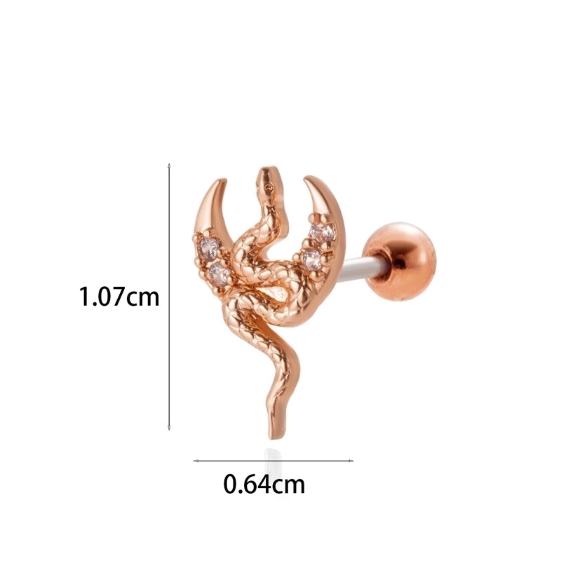 1 Piece Ear Cartilage Rings & Studs Minimalist Classic Style Star Moon Butterfly 316L Stainless Steel  Copper Plating Inlay Zircon