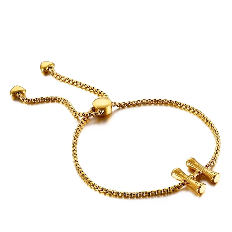Casual Minimalist Letter Heart Shape Stainless Steel 18K Gold Plated Bracelets In Bulk