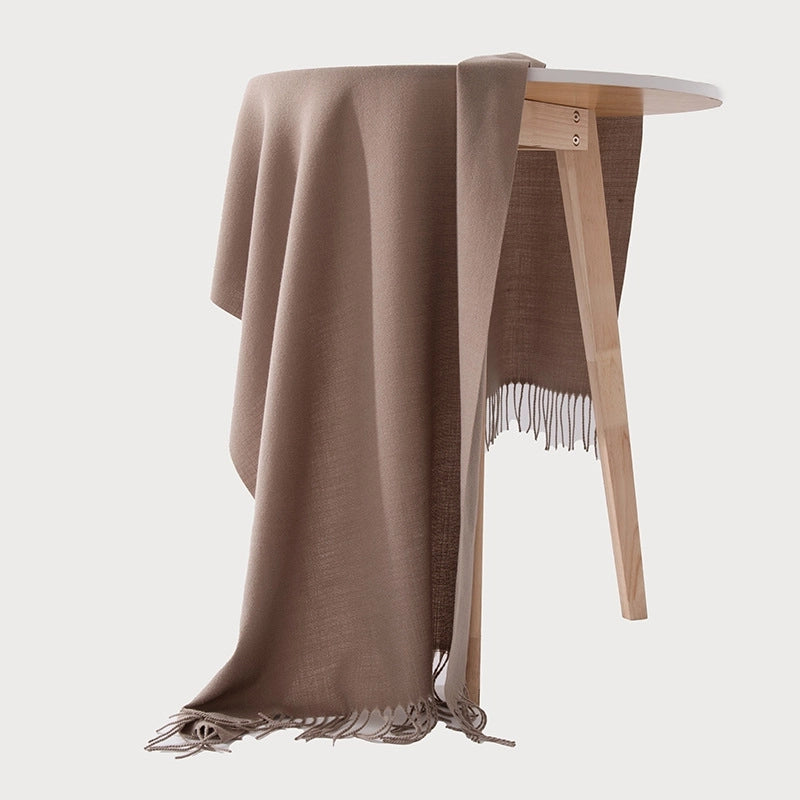 Women's Casual Minimalist Solid Color Polyester Tassel Scarf