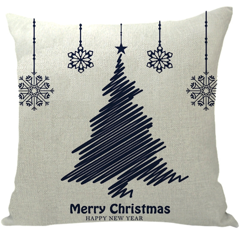 Fashion Letter Snowflake Elk Linen Pillow Cases