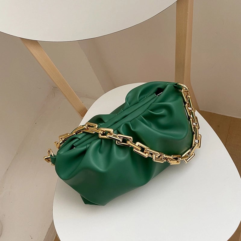 Women's Medium Pu Leather Solid Color Streetwear Cloud Shape Lock Clasp Underarm Bag