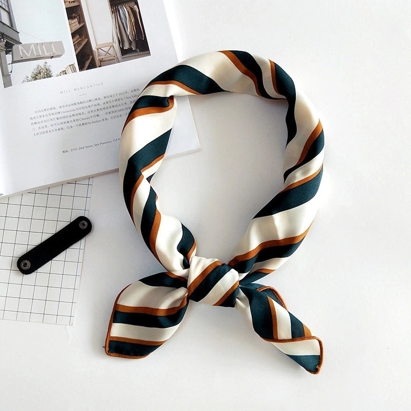 Unisex Sweet Stripe Silk Scarf