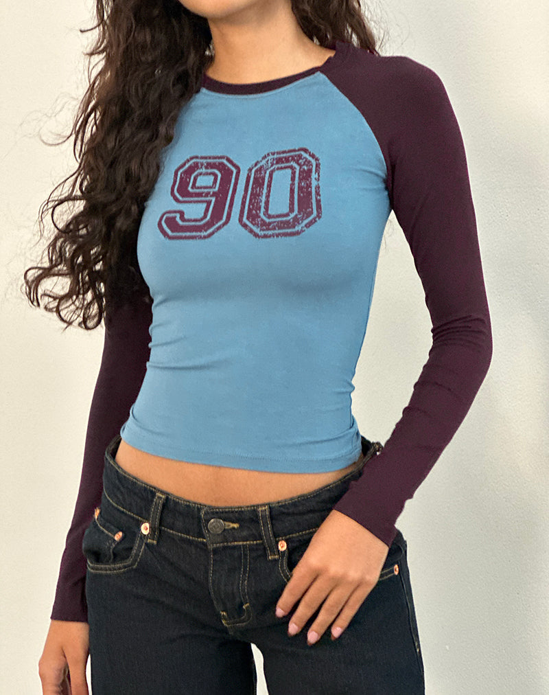 Balqis Long Sleeve top in Blue Redwood Combination