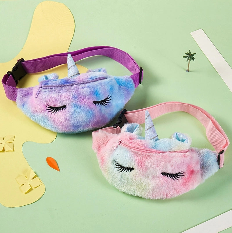 Kid's Medium Plush  Cute Dumpling Shape Zipper Crossbody Bag