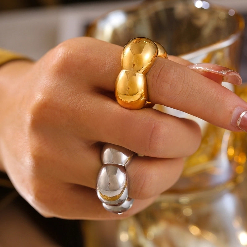 Elegant Exaggerated Minimalist Geometric 304 Stainless Steel 18K Gold Plated Plating Rings