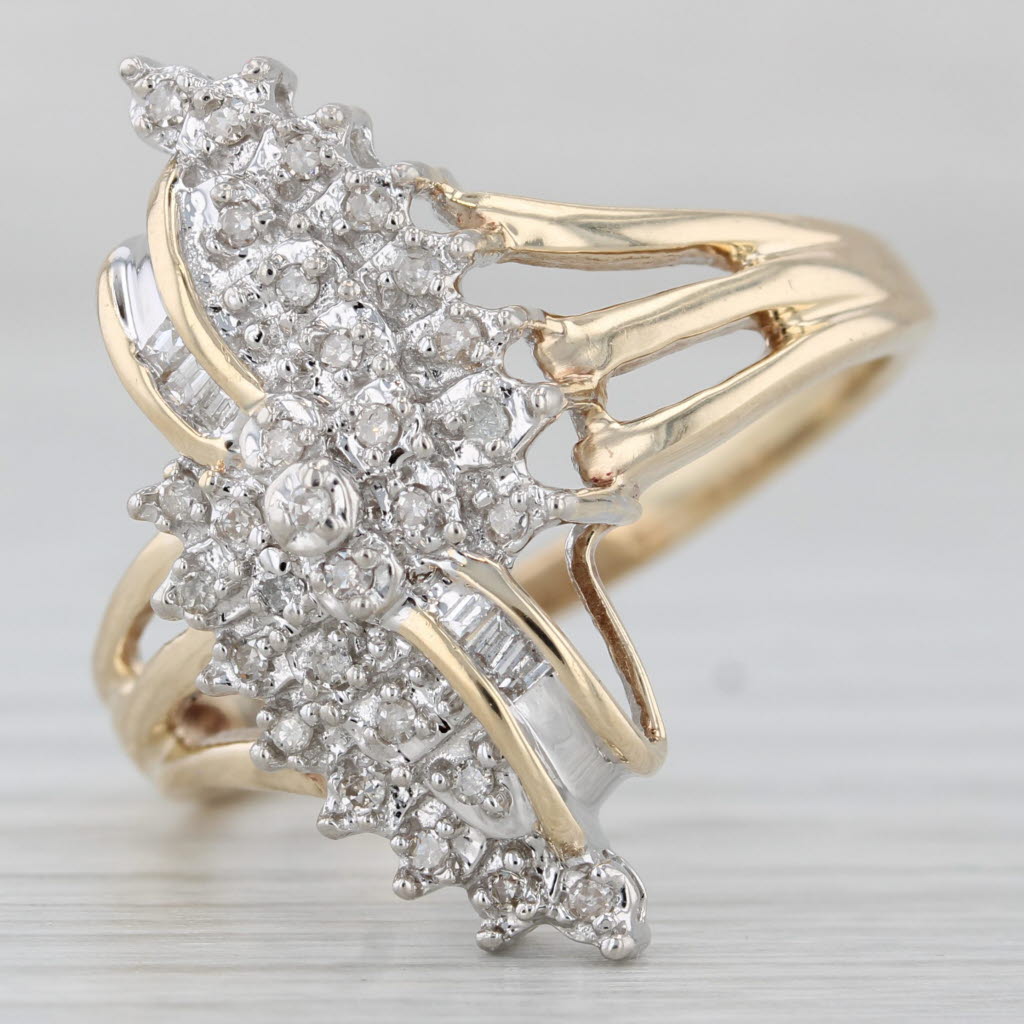 0.19ctw Diamond Cluster Ring 10k Yellow Gold Size 11.5 Cocktail