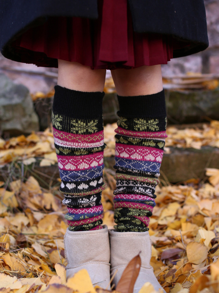 Ethnic Style Over-The-Knee Wool Stockings