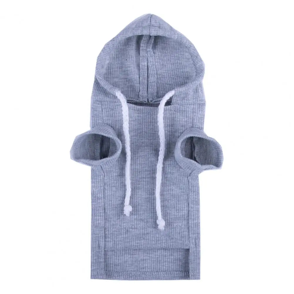 Cute Ferret Hoodie Solid Color Drawstring Hooded Sweatshirt Thick Fluffy Pet Hoodie Foreleg Elastic Hamster Guinea Clothes
