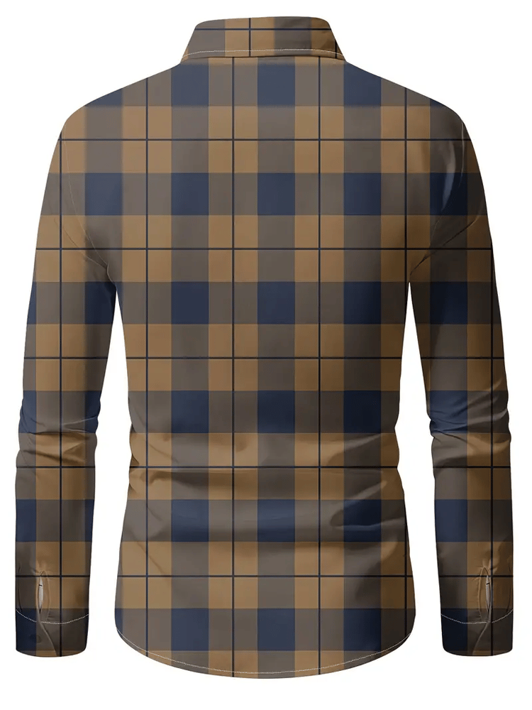 Men's Plaid Business Long Sleeve Shirt