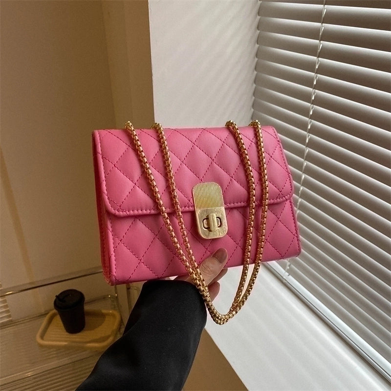 Women's Pu Leather Solid Color Basic Streetwear Square Flip Cover Shoulder Bag Crossbody Bag