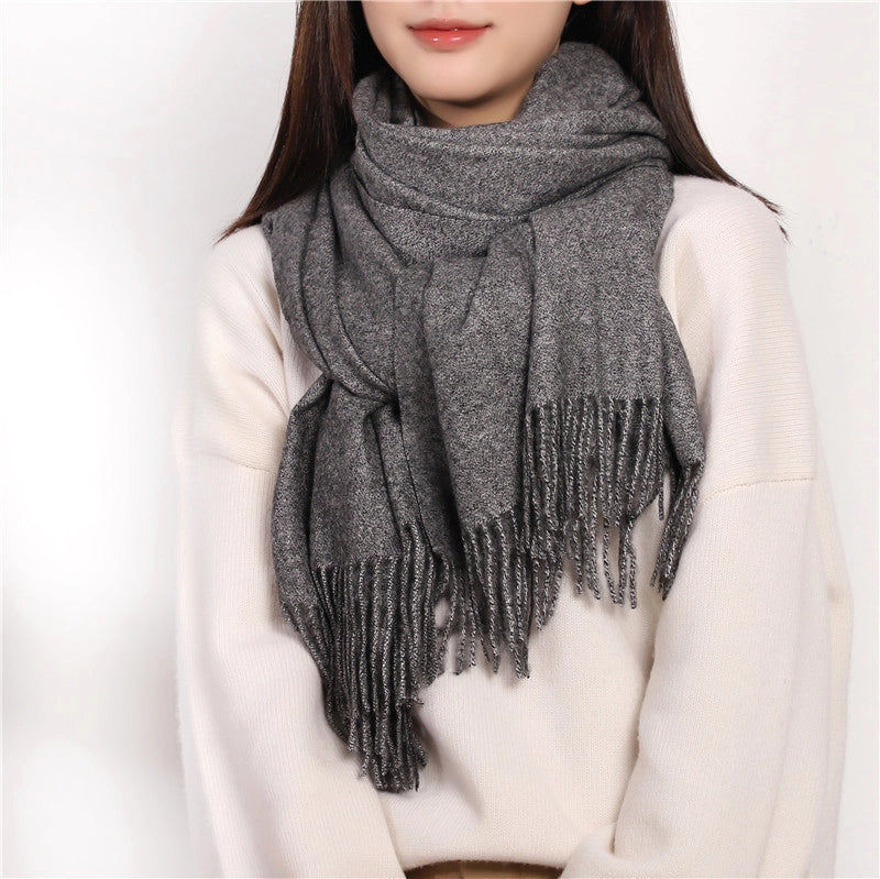 Cashmere Scarf Women Autumn And Winter Solid Color Simple Scarf Sweet Shawl Thick Warm Scarf