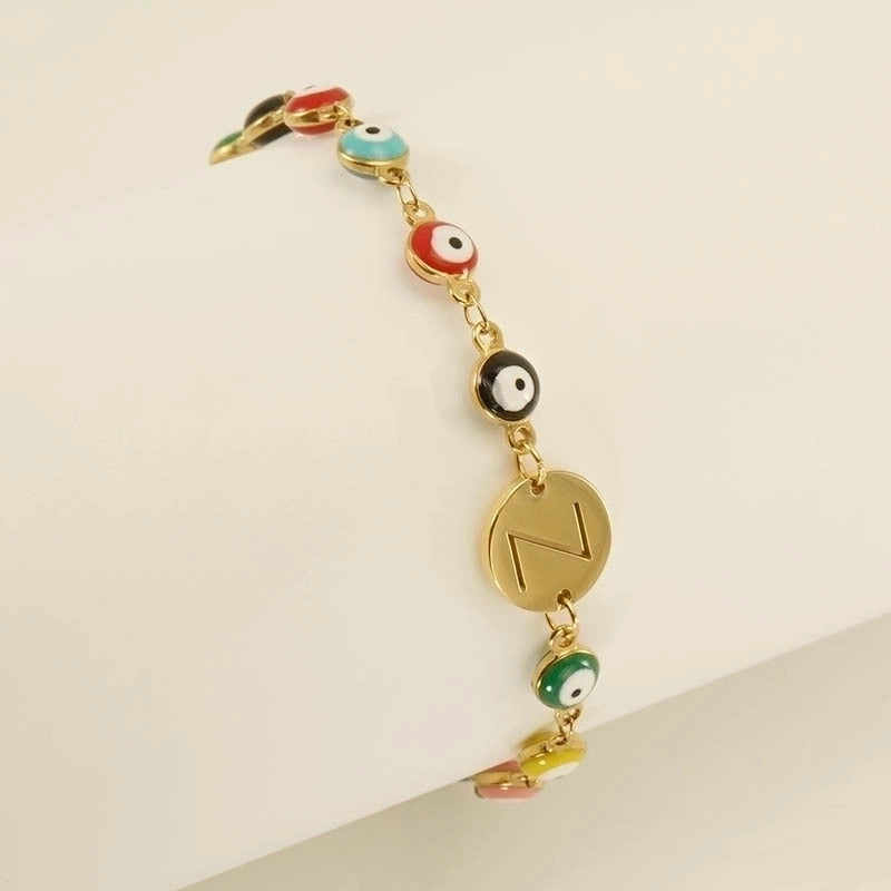 Titanium Steel Gold Plated Minimalist Classic Style Letter Plating Bracelets