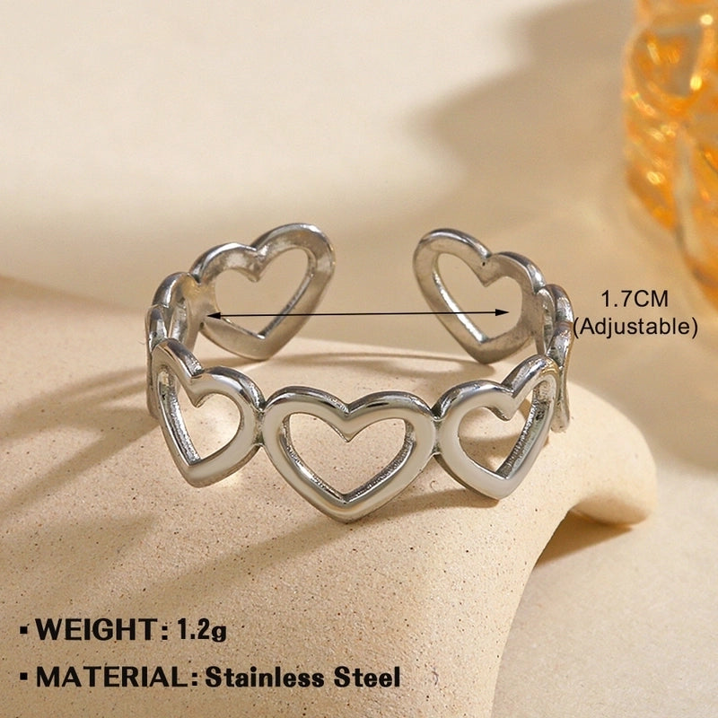 Minimalist Hand Heart Shape 304 Stainless Steel Plating Open Rings