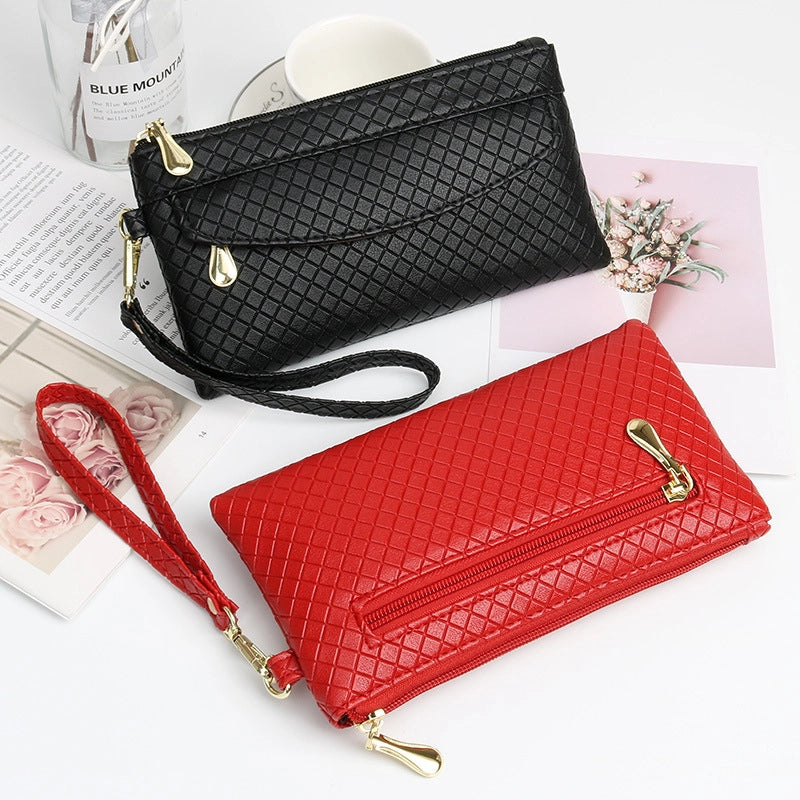 Women's Pu Leather Solid Color Elegant Square Zipper Long Wallets