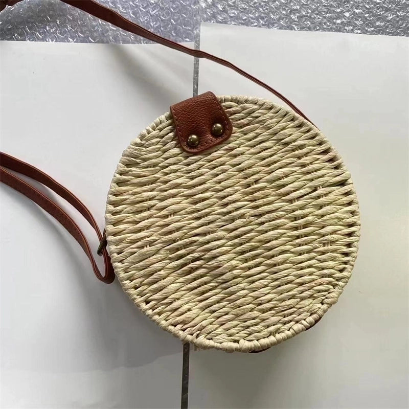 Women's Straw Solid Color Vintage Style Beach Square Hidden Buckle Handbag