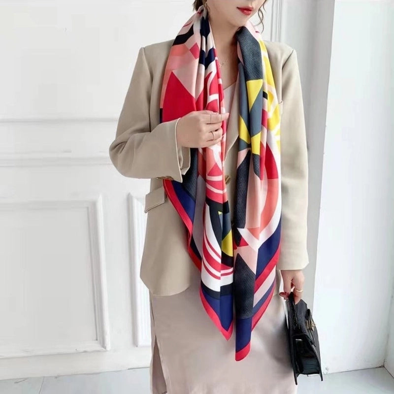 Women's Elegant Minimalist Plant Polyester Silk Scarf