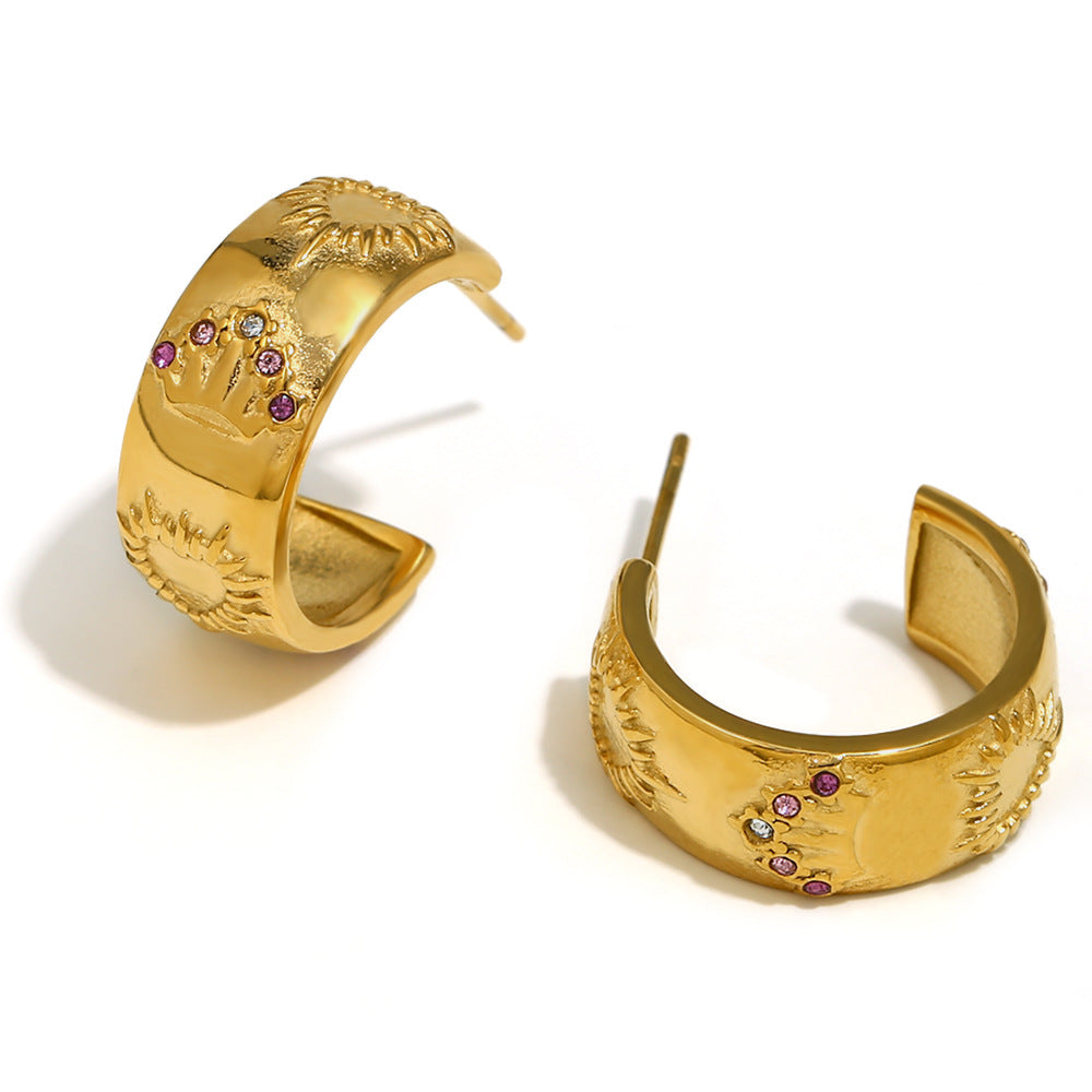 Ins Fashion Niche Advanced Versatile Ring Bracelet Stainless Steel 18K Gold Plated Tarot Earrings Female