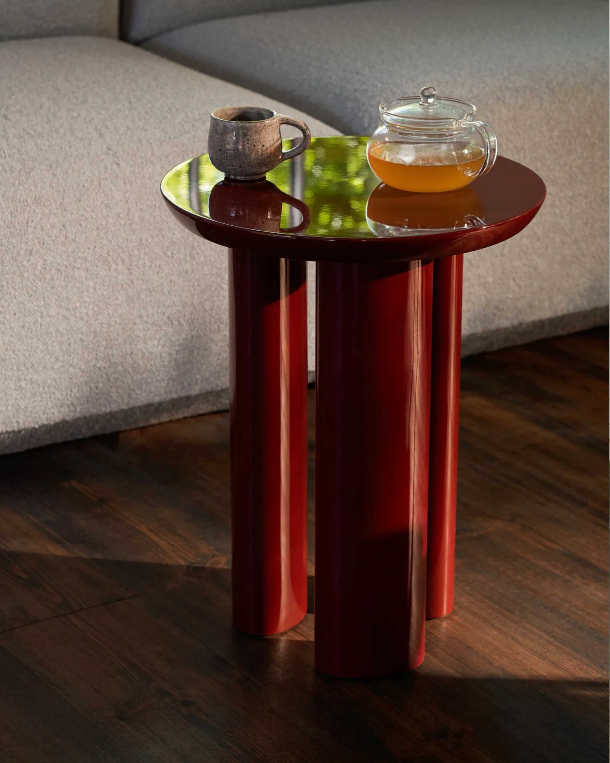 Tung Side Table JA3. Burgundy Red